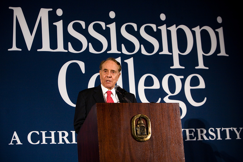 Bob Dole speaking at the first scholarship banquet