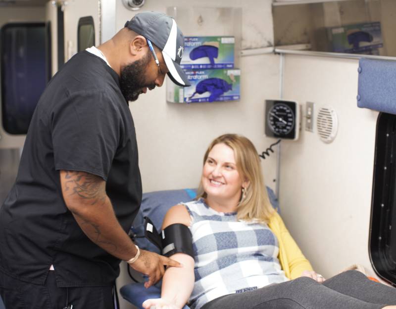 Sarah Allen participates in the Mississippi Blood Services blood drive at Mississippi College to potentially help save a life.
